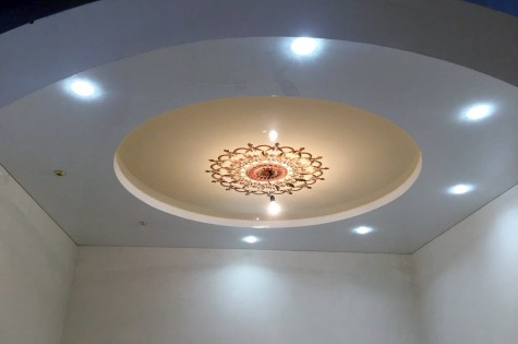 Художественный натяжной потолок круги