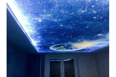 Натяжной потолок «звездное небо» в зал