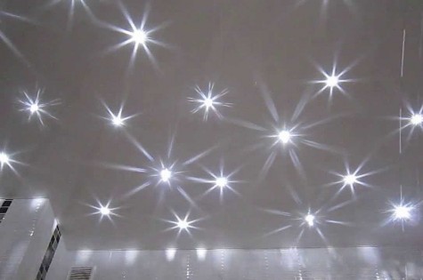 Натяжной потолок «звездное небо» белый